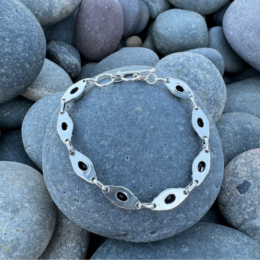 Sundance black onyx BRACELET sterling silver gemstone tennis chain birthstone - Picture 8 of 10